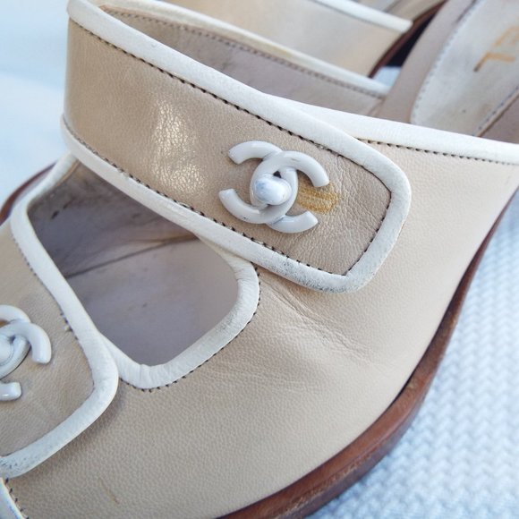 Chanel Vintage CC Turn Lock Accent Slip-On Sandals - Picture 6 of 8